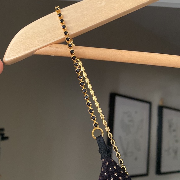 Vintage Betsey Johnson Black & Gold Rhinestone Gown sz P - Picture 6 of 11